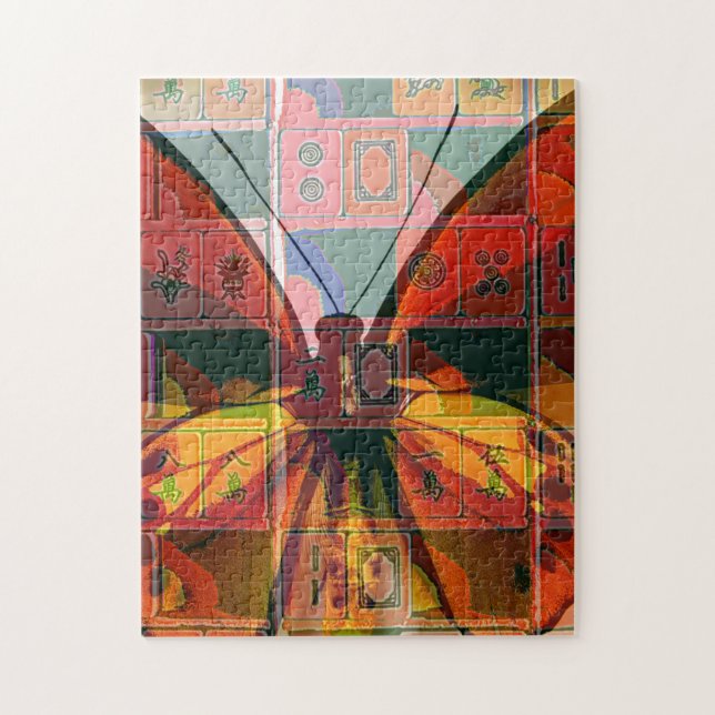 mah jongg butterfly puzzle. jigsaw puzzle (Vertical)