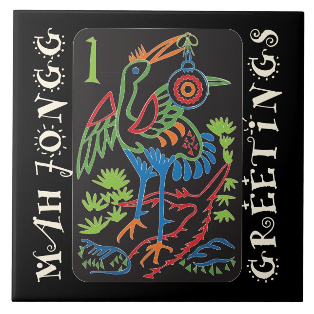 Mah Jongg Carreau de salutations aux oiseaux (Devant)