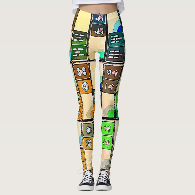 Mah Jongg Carreaux graphiques Leggings (Devant)