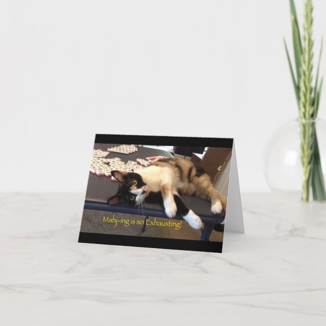 Mah Jongg Carte pour notes "Mahj-ing est épuisant  (Devant)