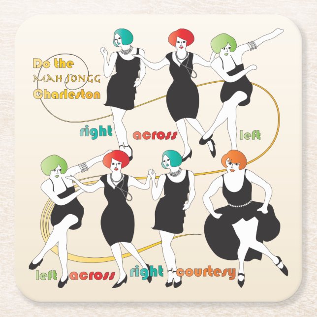 Mah Jongg Charleston Dancers Coaster (Front)