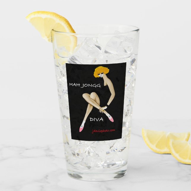 Mah Jongg Diva Drinking Glass (Front Ice)