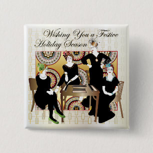 Mah Jongg Festive 2 Inch Square Button