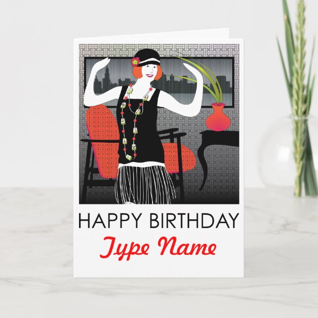 Mah Jongg Flapper Dancer Carte Anniversaire (Devant)