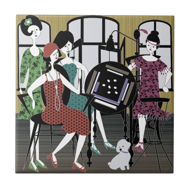 Mah Jongg Flappers Dog Tile (Front)