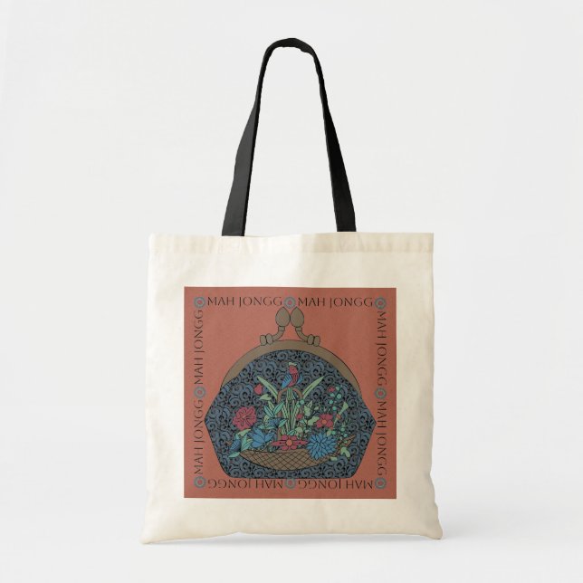Mah Jongg Flower Purse Tote Bag (Front)