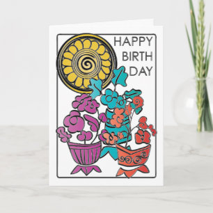 Mah Jongg Flowers 02 Carte Anniversaire