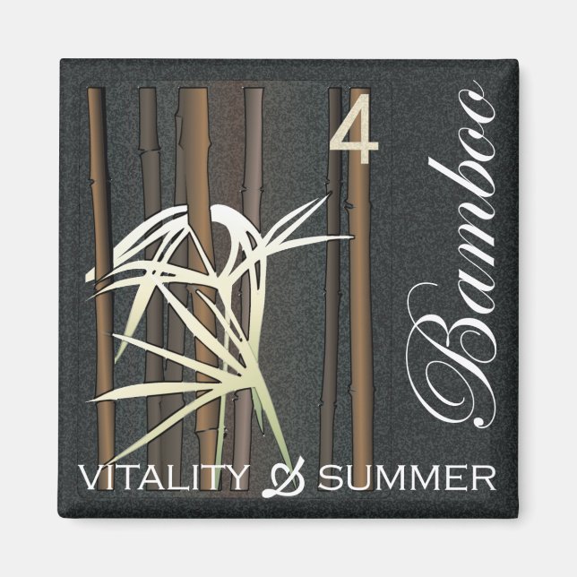 Mah Jongg Flowers Bamboo Magnet (Front)