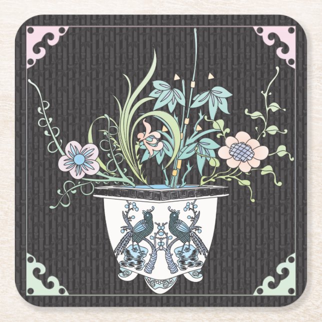 Mah Jongg Flowers/Birds Coasters (Front)