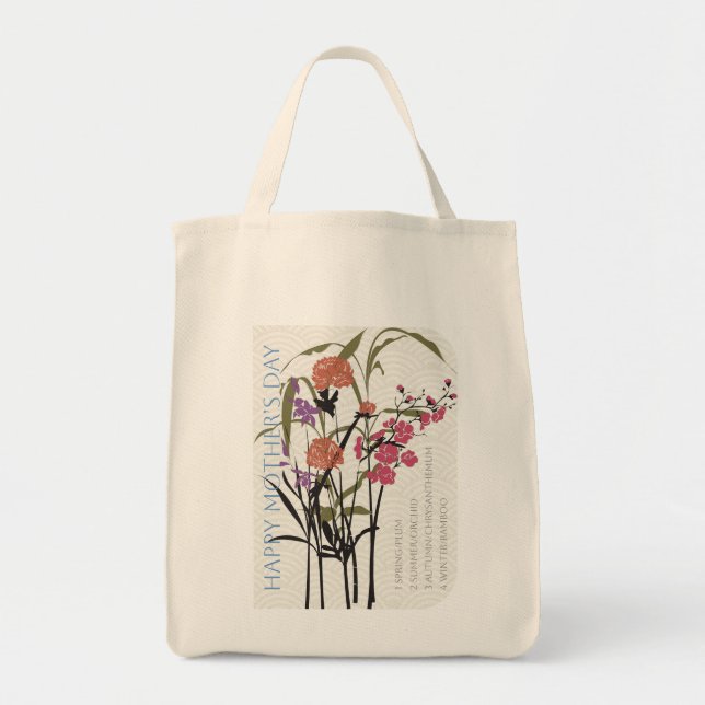 Mah Jongg Flowers Mother’s Tote (Front)