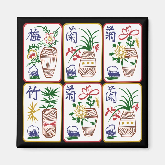Mah Jongg Flowers & One Circles Magnet (Front)