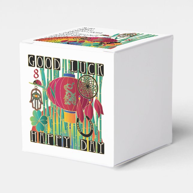 Mah Jongg Good Luck Happy Day Favor Box (Front Side)