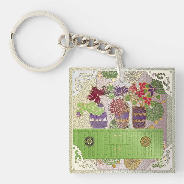 Mah Jongg Green Table Keychain (Front)