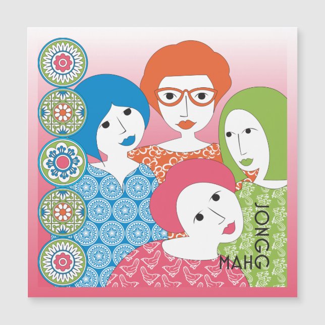 Mah Jongg Limerick Dots Magnet Card (Front)