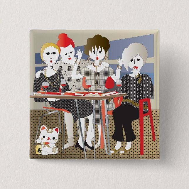 Mah Jongg MAHJ! 2 Inch Square Button (Front)