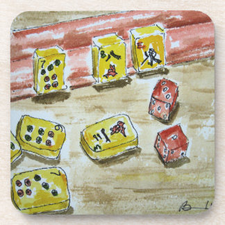 Mah Jongg (mahjong) 6 Plastic Coasters with Cork