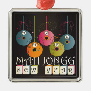 Mah Jongg New Years Metal Ornament