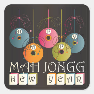 Mah Jongg New Years Square Sticker