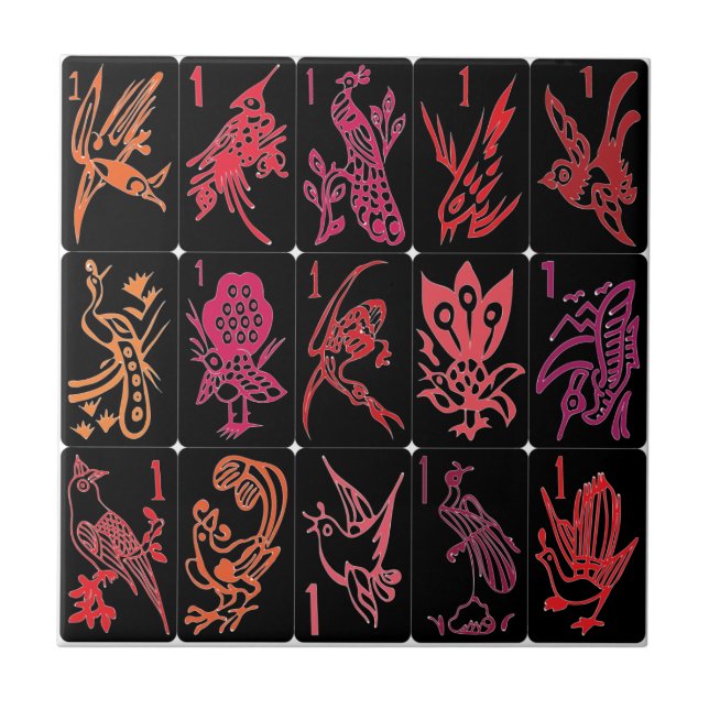 Mah Jongg One Bams Carreaux rouges (Devant)