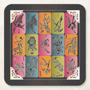 Mah Jongg One Bams Square Paper Coaster