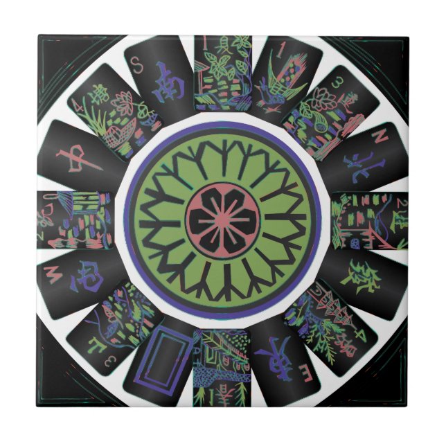 Mah Jongg One Dot Black Tile (Front)