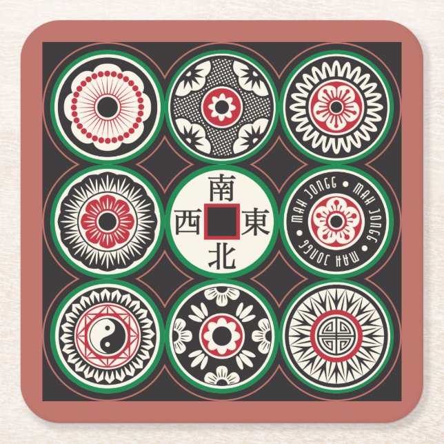 Mah Jongg One Dots Coin Coasters (Front)
