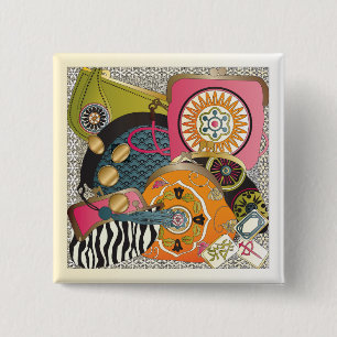 Mah Jongg Purses 2 Inch Square Button