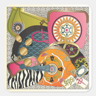 Mah Jongg Purses Square Sticker