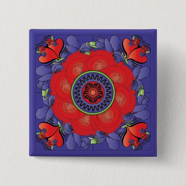 Mah Jongg Roses Button (Front)