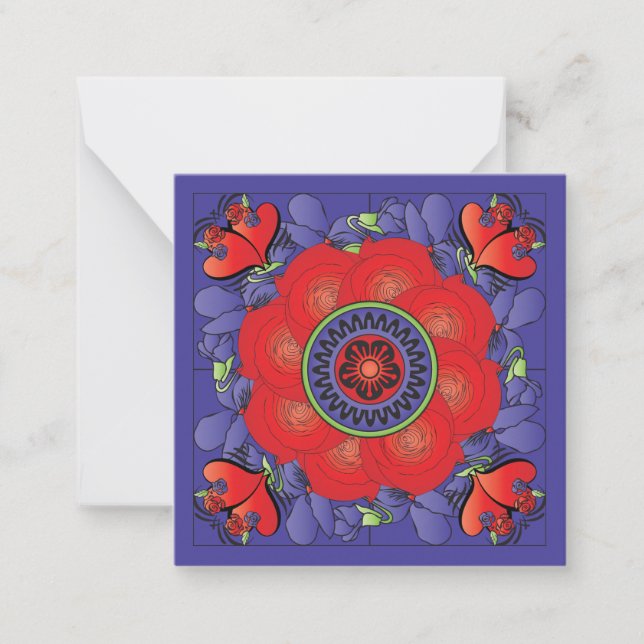 Mah Jongg Roses Small Flat Card (Front)
