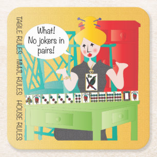 Mah Jongg Sayings No Jokers Square Paper Coaster