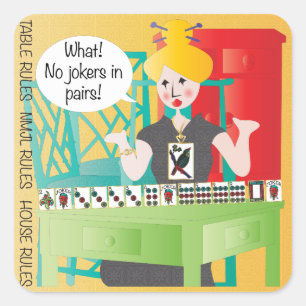 Mah Jongg Sayings No Jokers Square Sticker