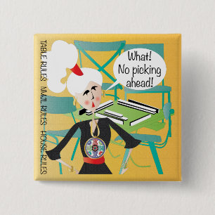 Mah Jongg Sayings Picking Ahead 2 Inch Square Button