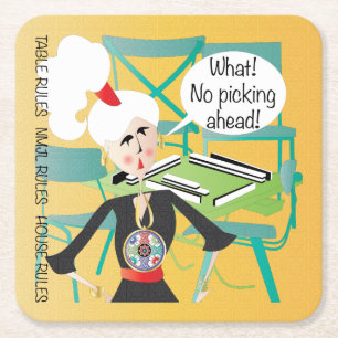 Mah Jongg Sayings Picking Ahead Square Paper Coaster