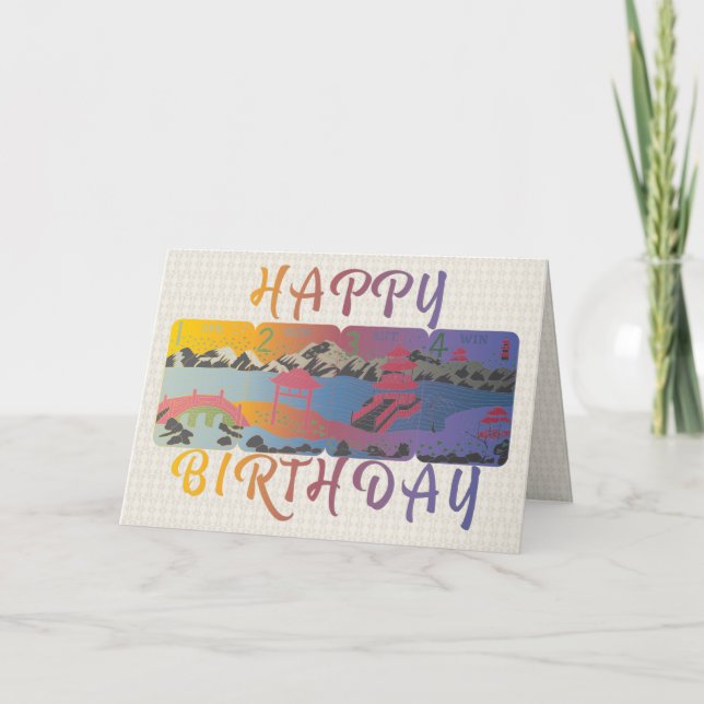 Mah Jongg Seasons Carte Anniversaire (Devant)