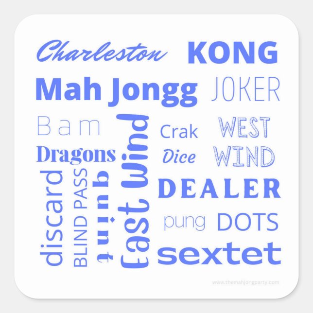 Mah Jongg sticker in blue (Front)