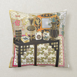Mah Jongg Table Throw Pillow