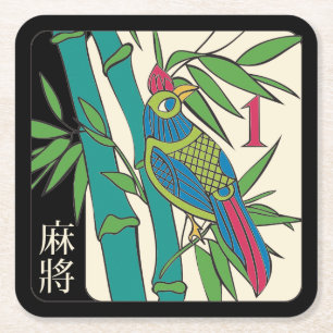 Mah Jongg Tiles Bird Coaster