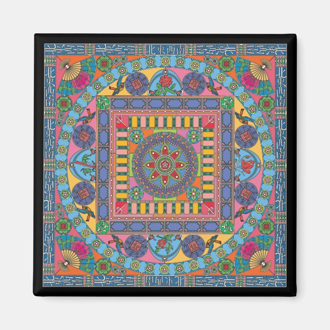 Mah Jongg Tiles Mandala Magnet (Front)