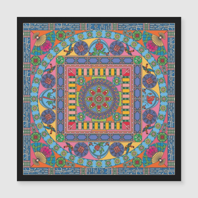 Mah Jongg Tiles Mandala Magnet Flat (Devant)