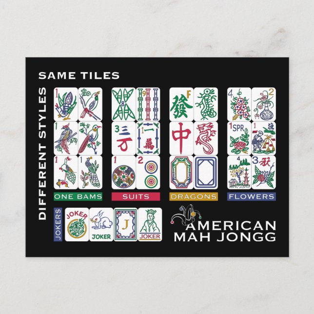 Mah Jongg Tiles Same Postcard (Front)