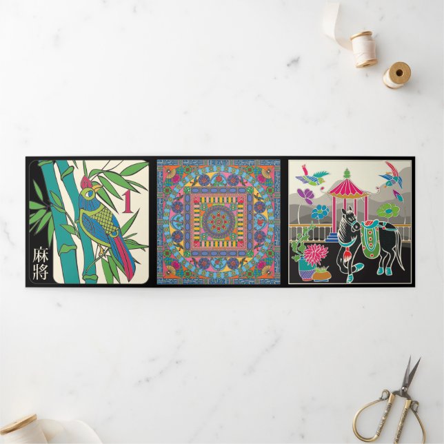 Mah Jongg Tiles Trifold Card (Outside)