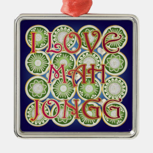 Mah Jongg Valentine I Love MJ Metal Ornament