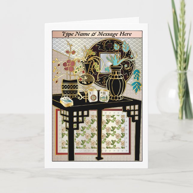 Mah Jongg Vases 01 Customizable Card (Front)