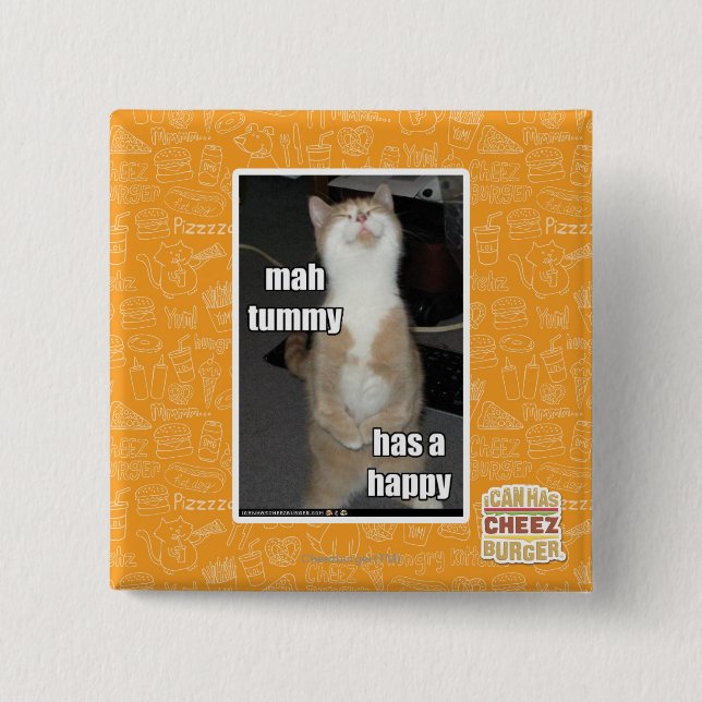 Mah tummy has a happy 2 inch square button (Front)