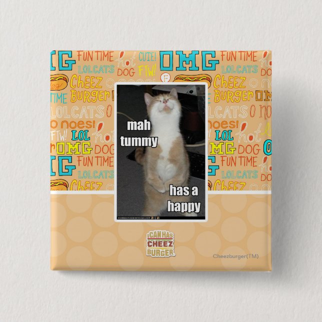 Mah tummy has a happy 2 inch square button (Front)