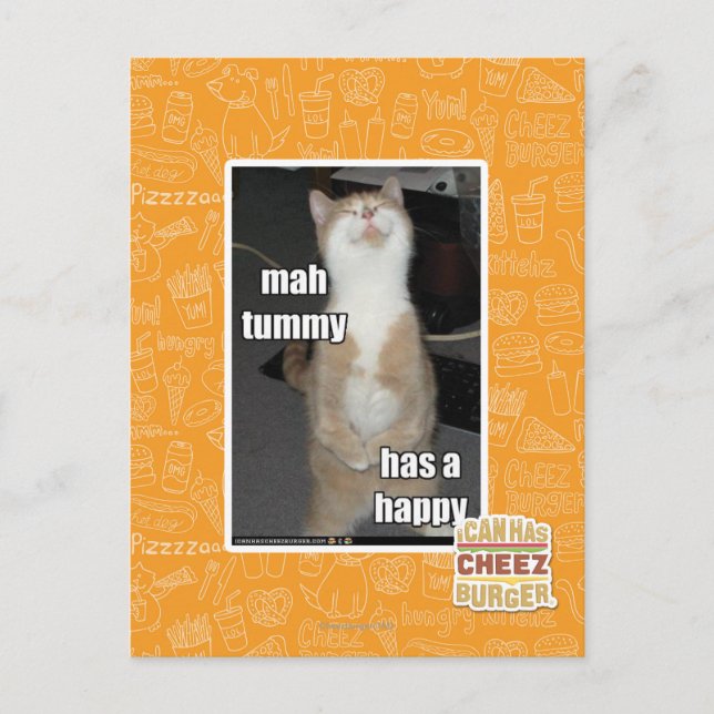 Mah tummy has a happy postcard (Front)