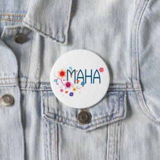 MAHA Floral 3 Inch Round Button