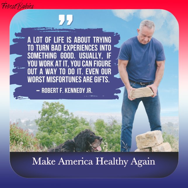 MAHA Make America Healthy Again RFK jr Kennedy Dog Square Sticker (MAHA Robert F Kennedy jr, RFK jr Dog, Bobby Kennedy Make America Healthy Again Quote 🇺🇸)