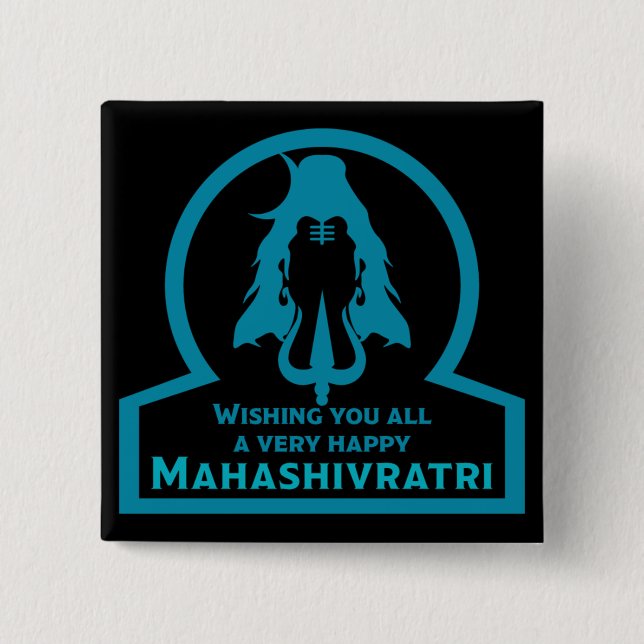 Maha Shivratri - Happy Maha Shivratri  Two-Tone Co 2 Inch Square Button (Front)